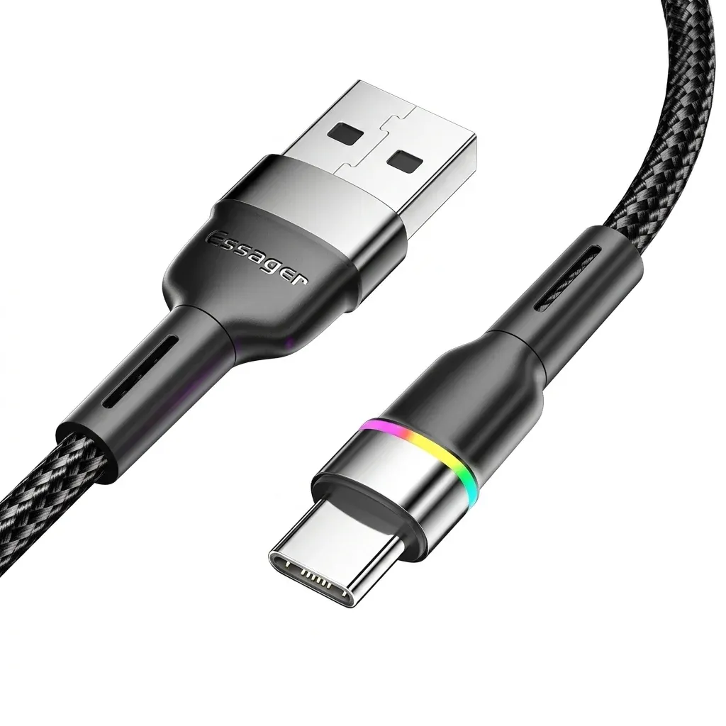 Essager 3A LED 패브릭 USB-C 고속 충전 케이블