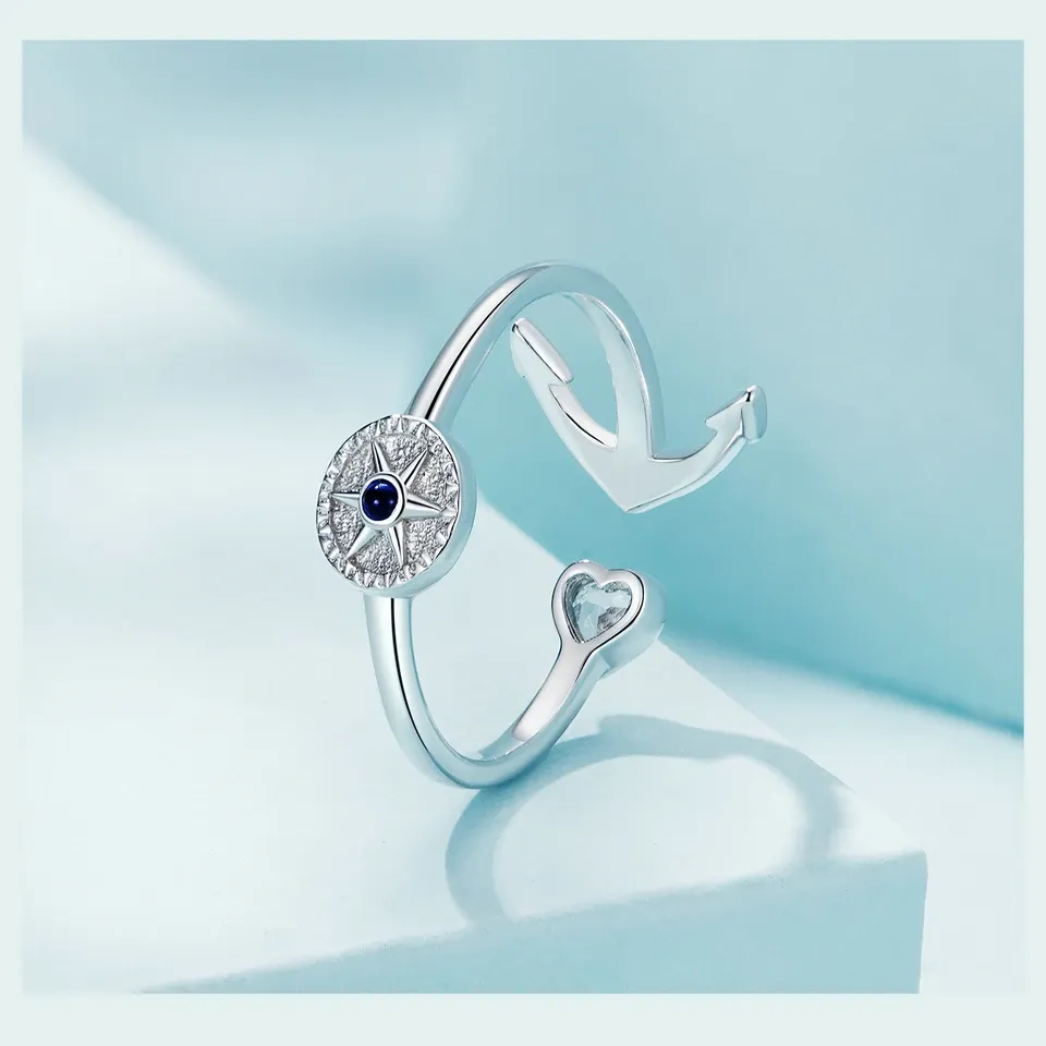 WOSTU 925 실버 파티마 오픈 링