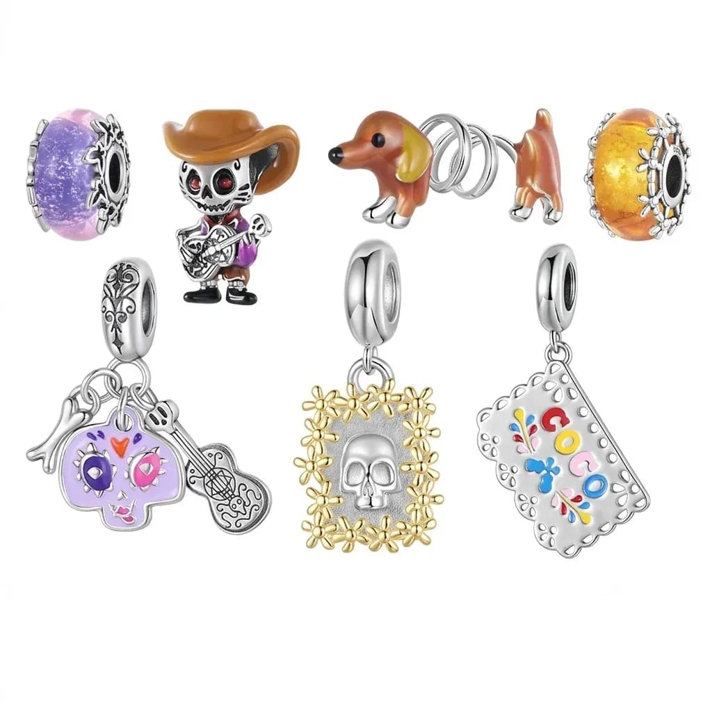 WOSTU 해골 기타리스트 925 실버 참 펜던트