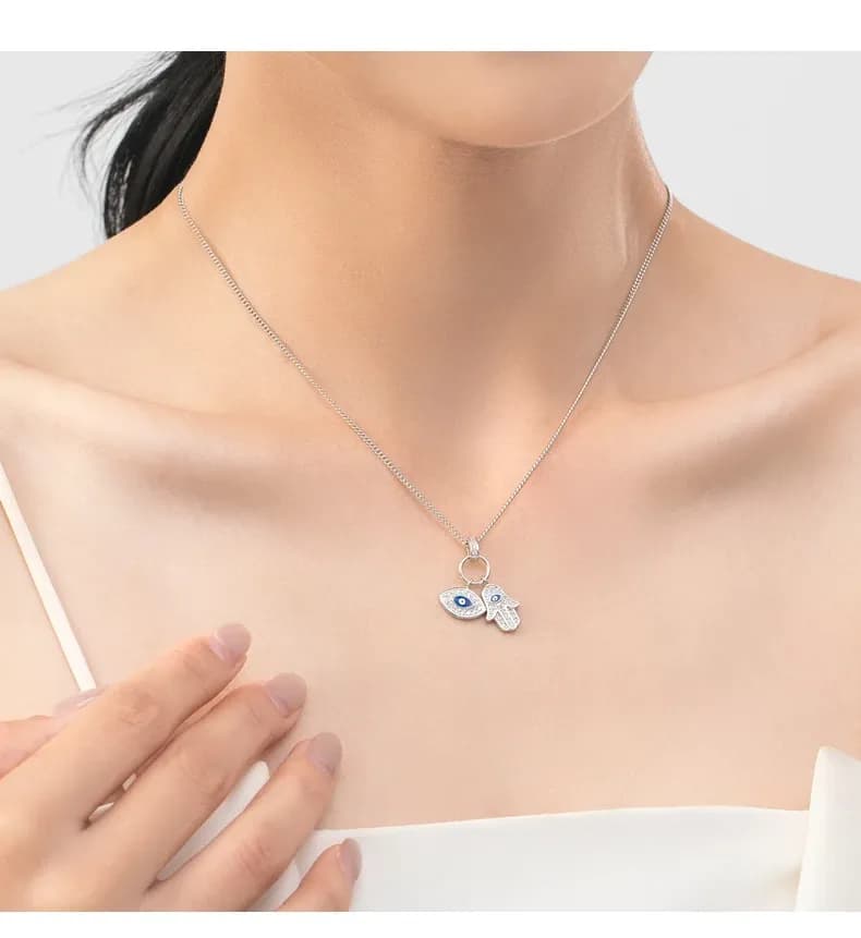 925 스털링 실버 터키석 블루 아이 펜던트 목걸이