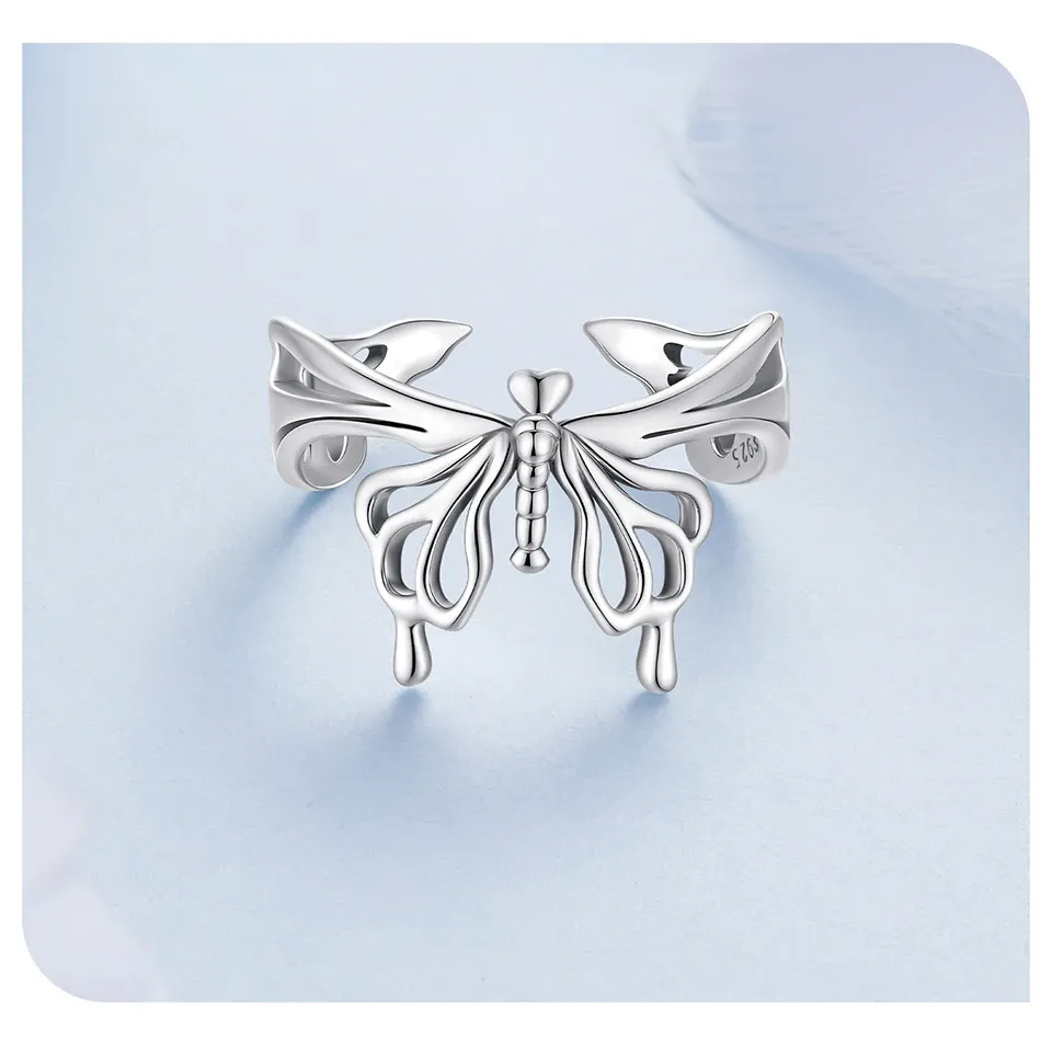 조절형 나비 오픈 실버 반지