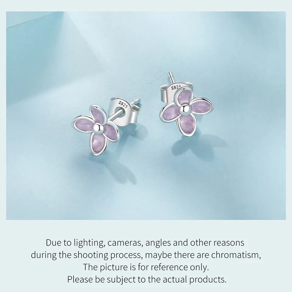 925 스털링 실버 라일락 플라워 오픈 링·스터드 귀걸이 세트