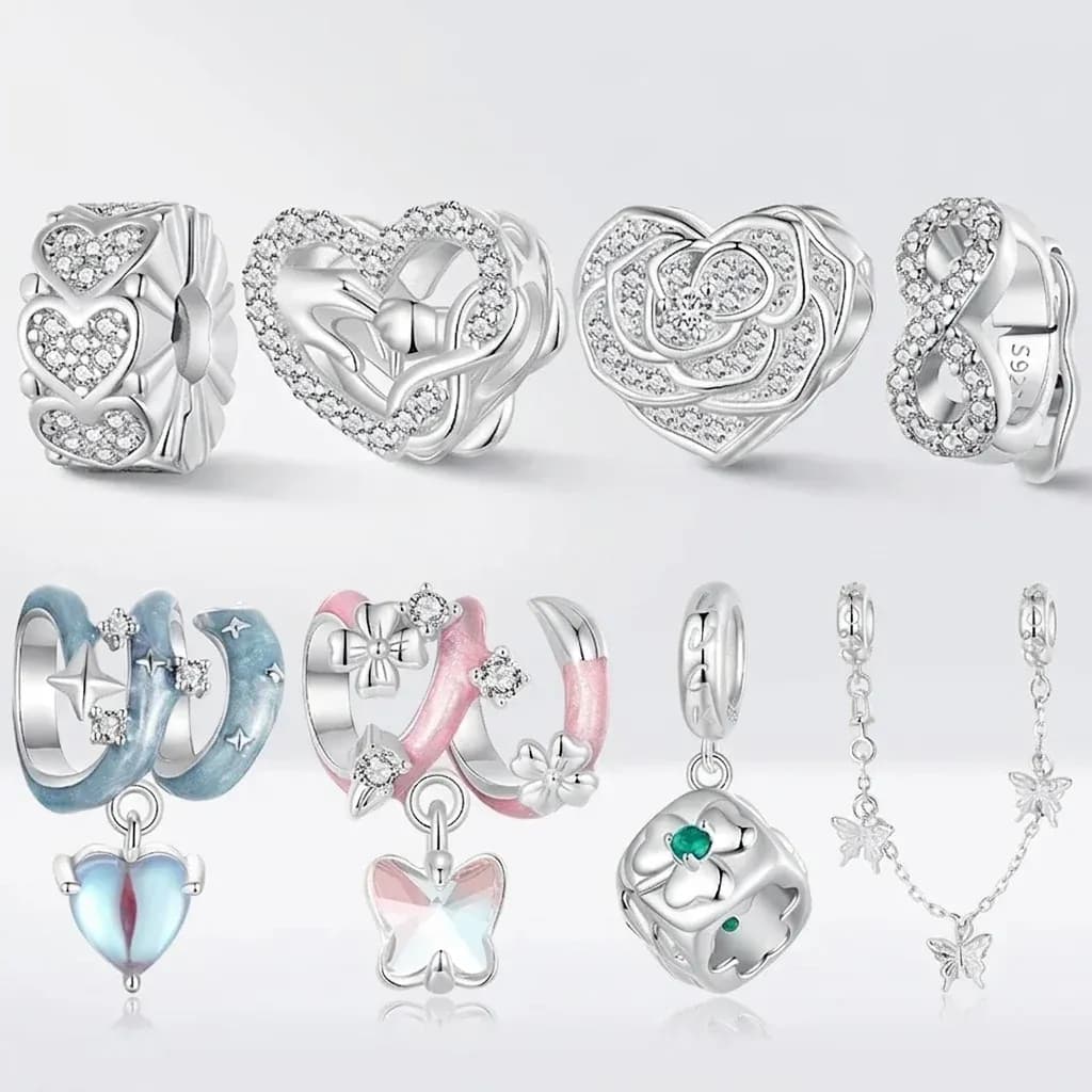 WOSTU 지르콘 플라워 나비 925 실버 참 펜던트