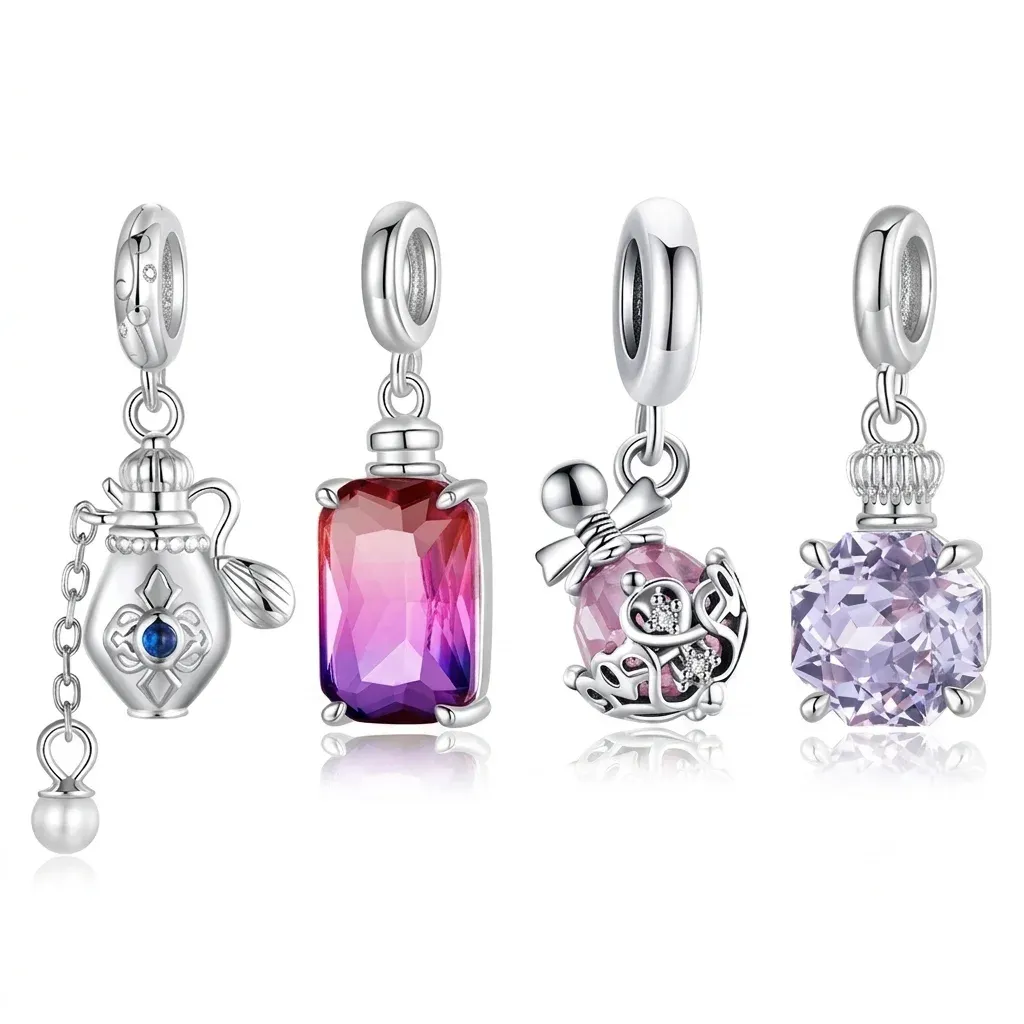 925 실버 투명 유리 향수병 참 펜던트