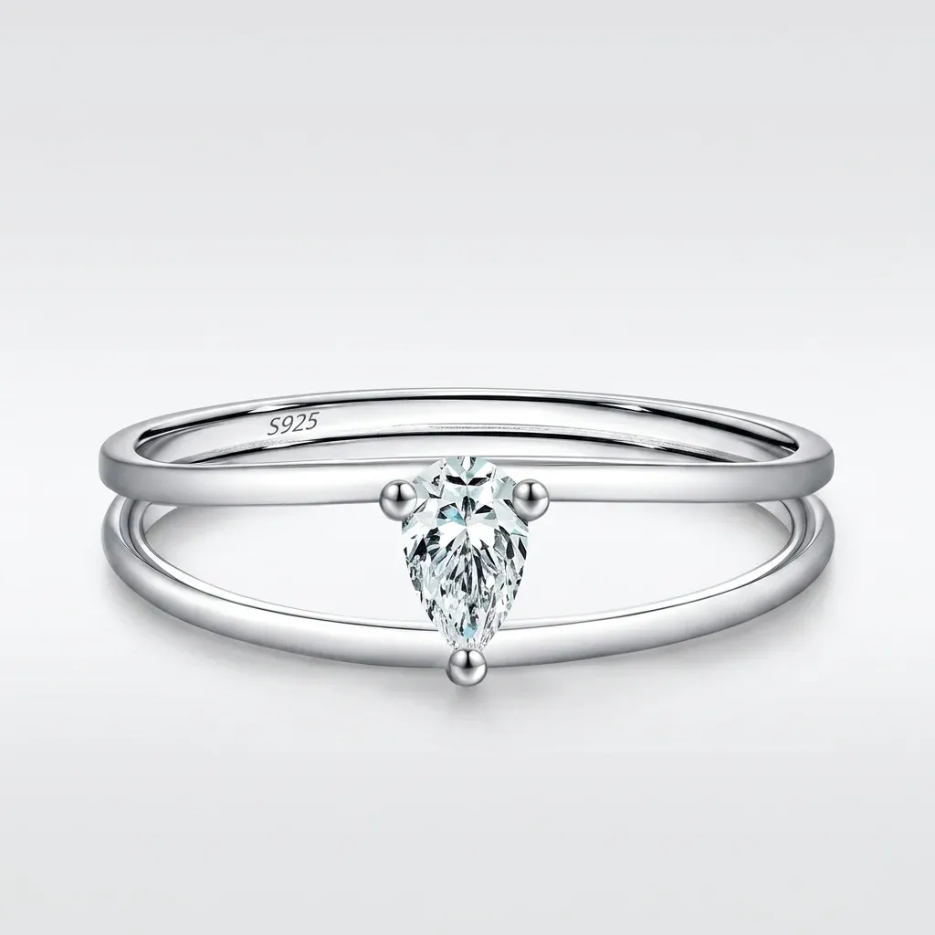 모이사나이트 더블라인 실버 반지