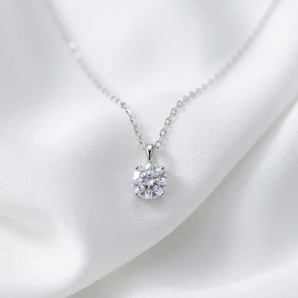 모디안 925 실버 라운드 클리어 지르콘 펜던트 목걸이