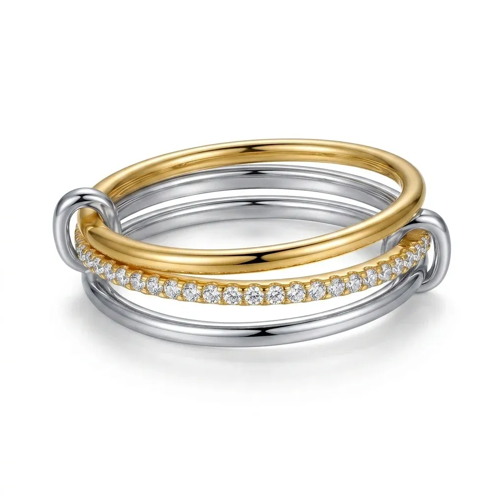 바모어 3단 레이어 실버 반지