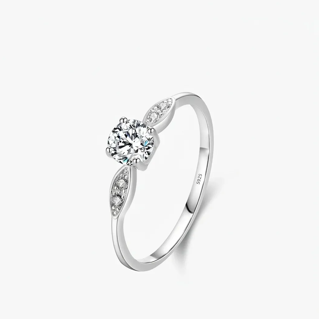 모디안 925 실버 라운드 지르코니아 웨딩 링