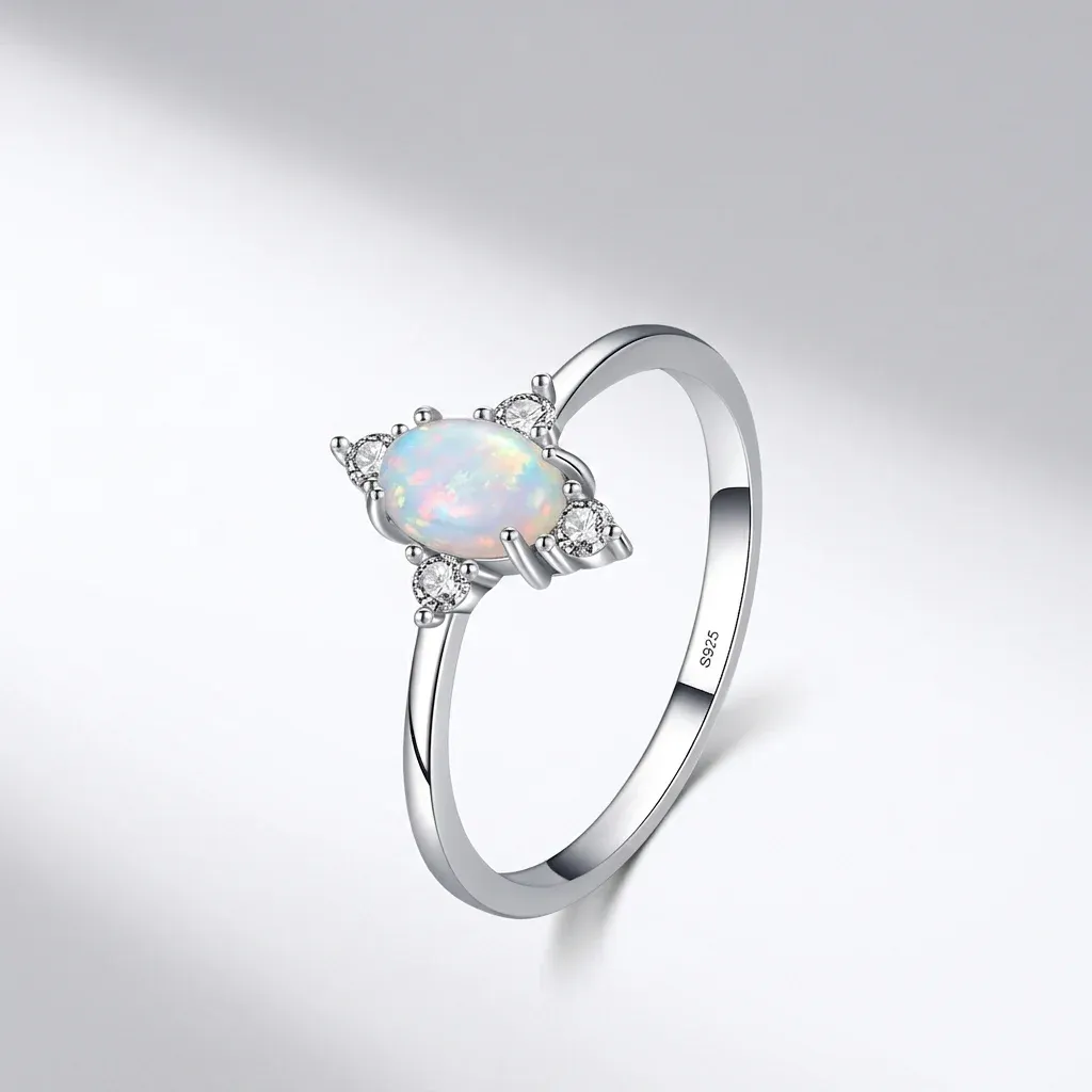 모디안 925 실버 크라운 오팔 링