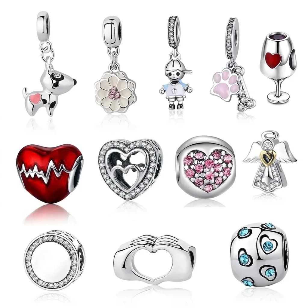 하트 발바닥 참 비즈 펜던트