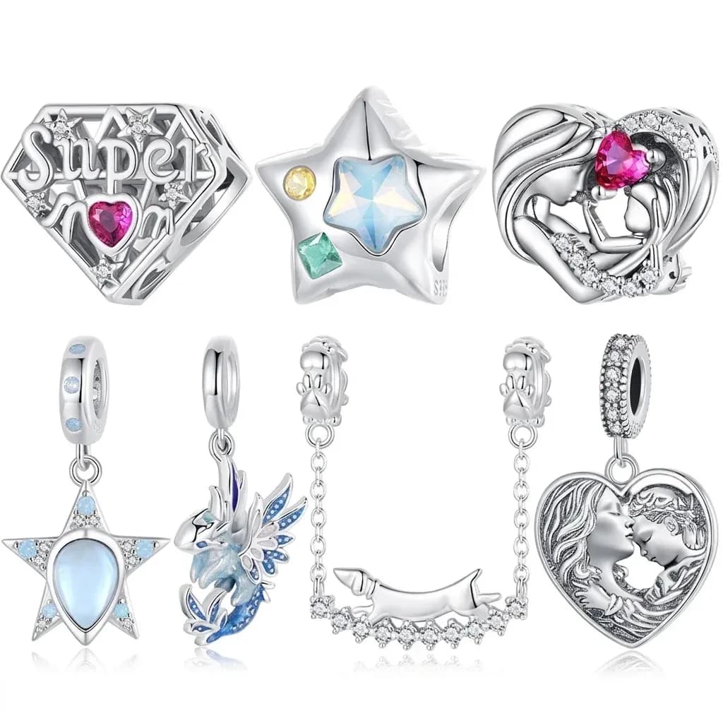 WOSTU 925 실버 에나멜 플라잉 드래곤 하트 참 펜던트