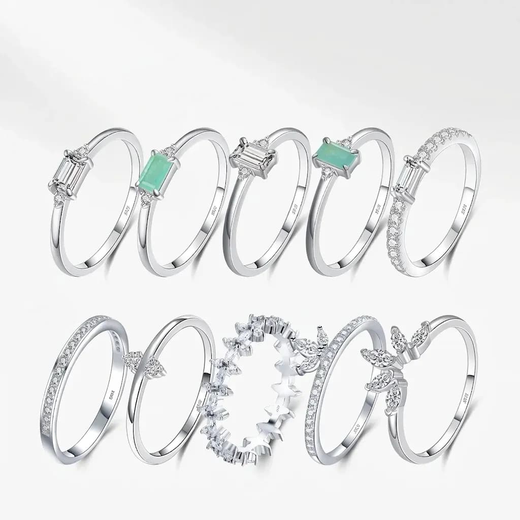 MODIAN 925 스털링 실버 클리어 지르콘 웨딩 밴드