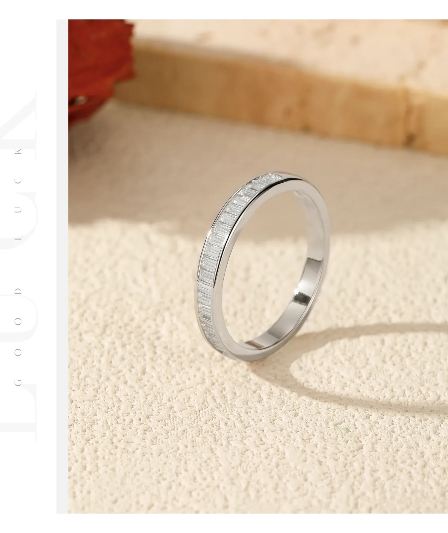 모디안 D컬러 직사각 모이사나이트 925 실버 스택 반지