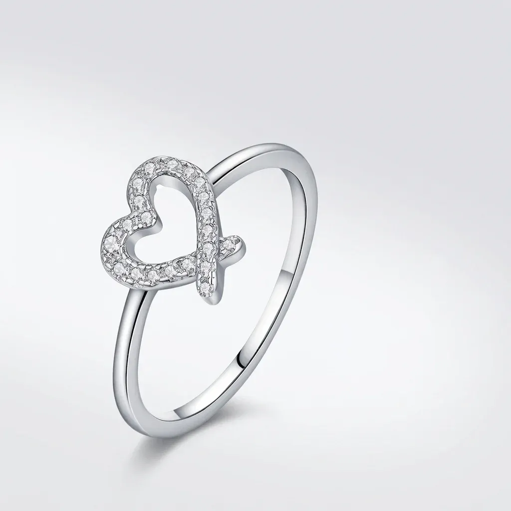 모디안 D컬러 모이사나이트 하트 컷아웃 925 실버 반지