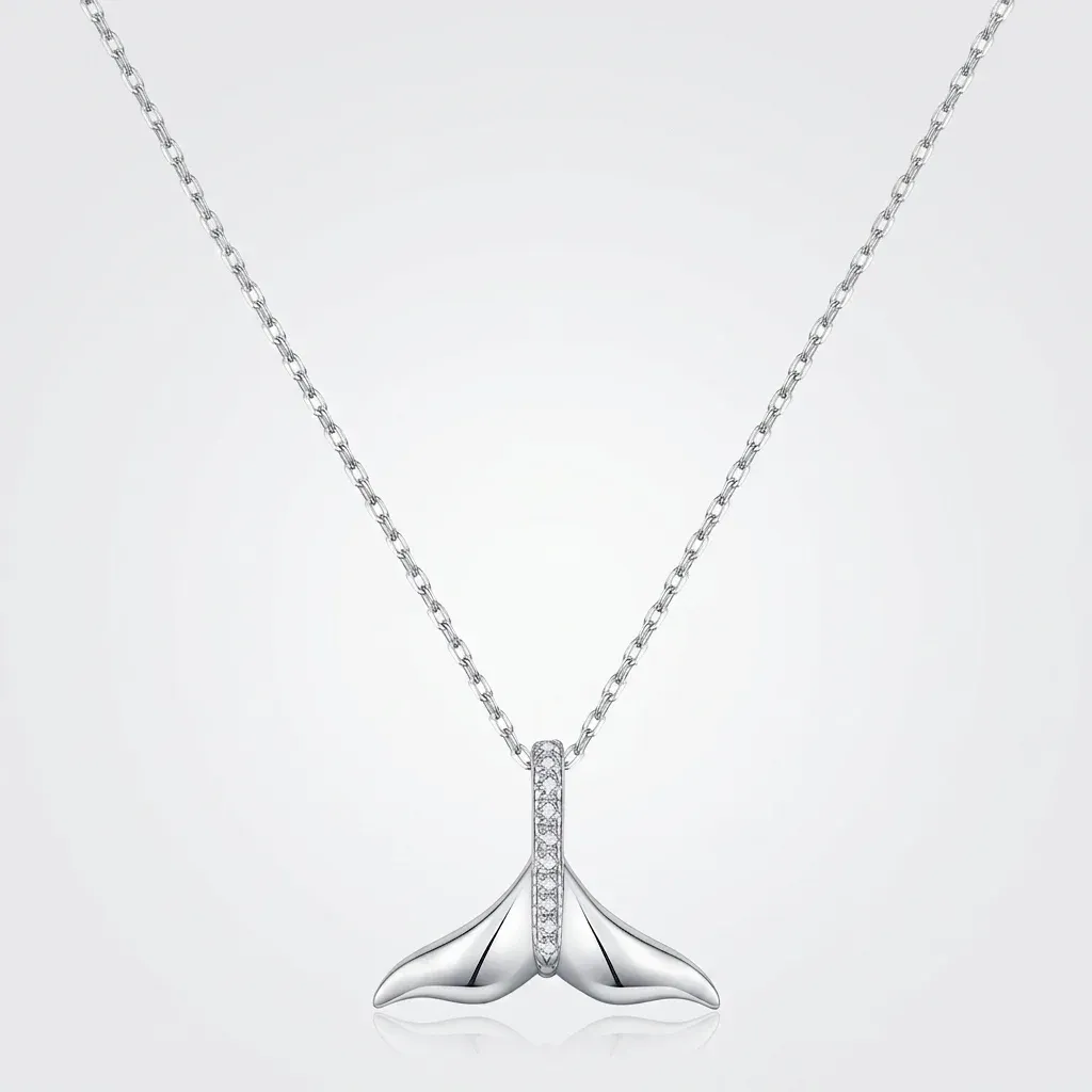 MODIAN 925 실버 인어테일 펜던트 목걸이 화이트골드 도금