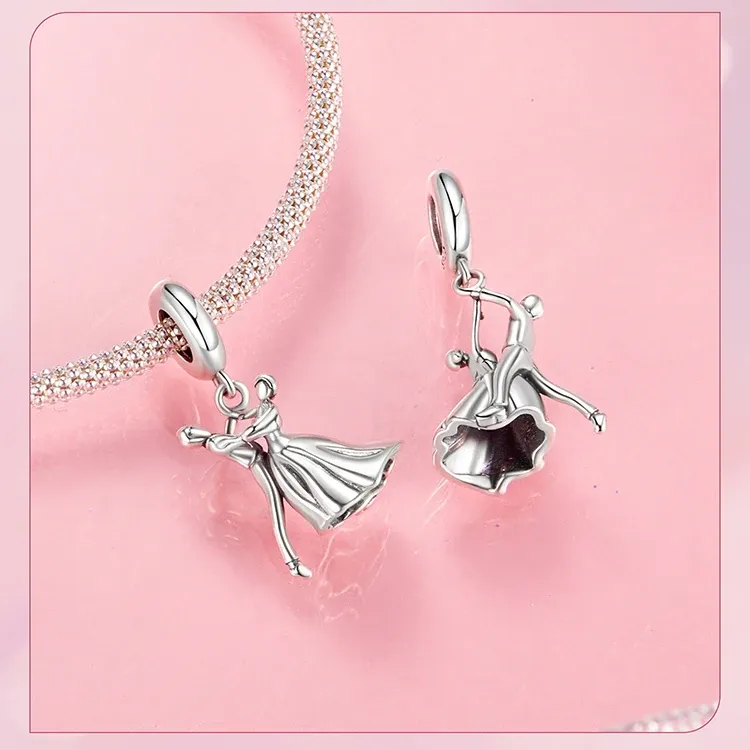 WOSTU 925 실버 핑크 하트 참 펜던트