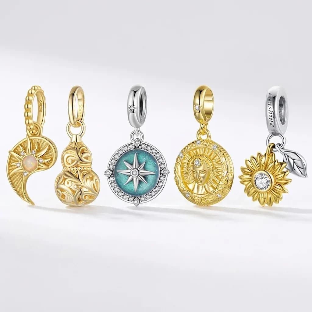 WOSTU 925 실버 태양·나침반 행운 참 펜던트