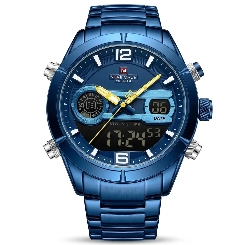 네비포스 블루 듀얼 디스플레이 남성 시계