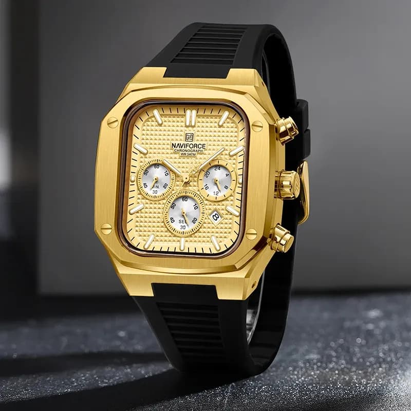 네비포스 NF8037 사각 크로노그래프 실리콘 손목시계