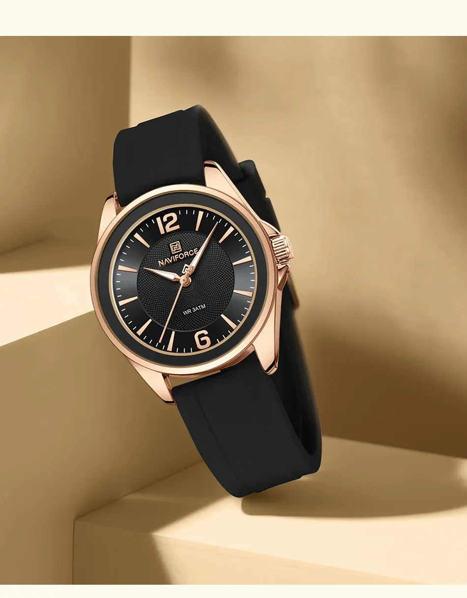 네비포스 여성용 클래식 라운드 실리콘 쿼츠 시계