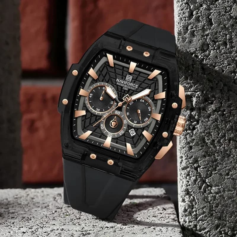 네비포스 NF6113 남성용 크로노그래프 실리콘 시계