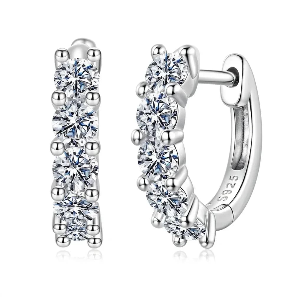 바모어 U 모이사나이트 5스톤 925 실버 클래식 후프 귀걸이