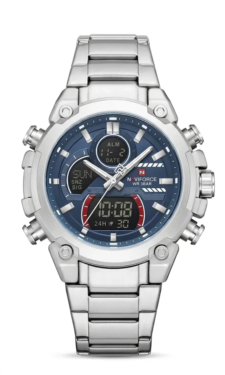 네비포스 NF9278 남성용 아날로그·디지털 스틸 비즈니스 시계