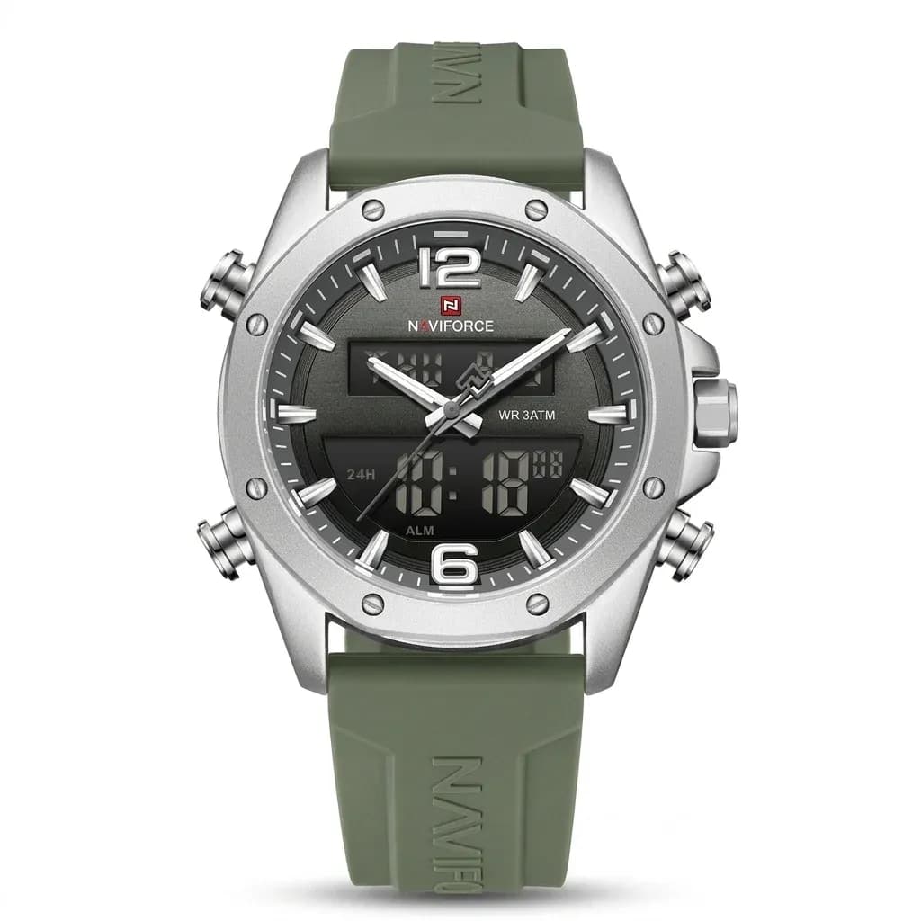 네비포스 NF9264 남성용 듀얼 디스플레이 크로노그래프 시계