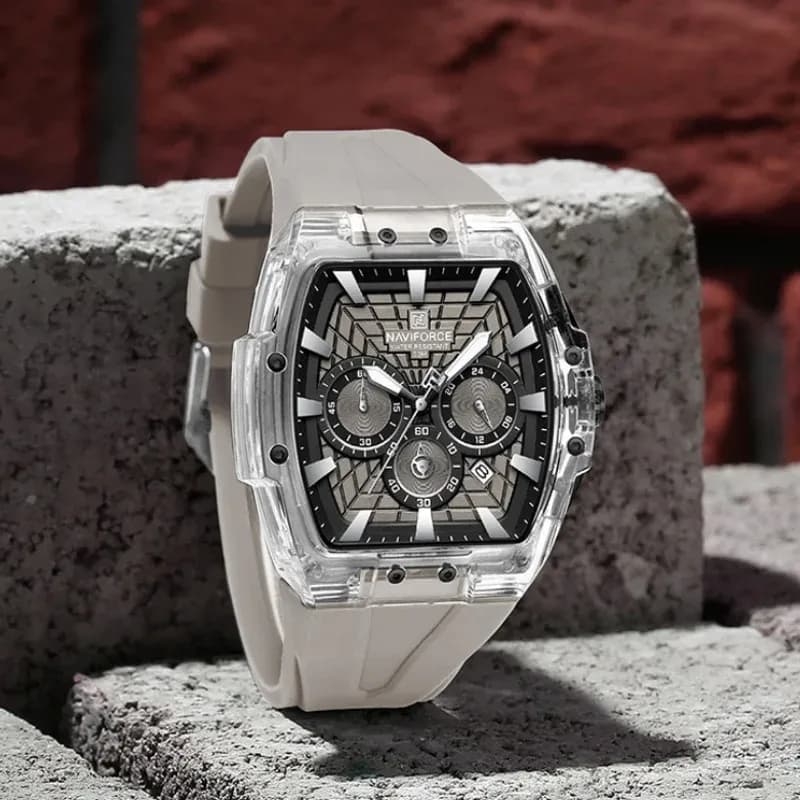 네비포스 NF6113 남성용 야광 크로노그래프 실리콘 시계