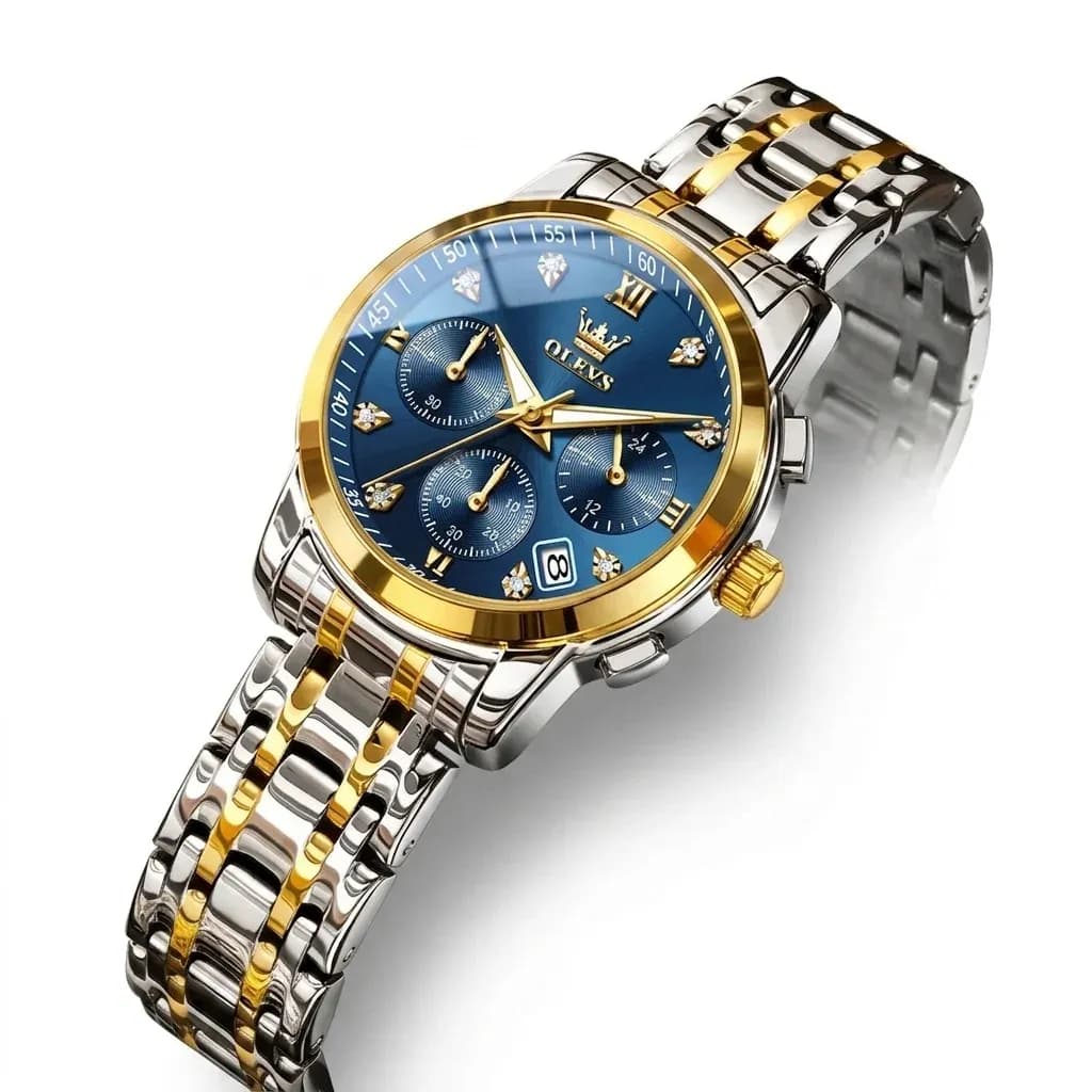 OLEVS 여성용 다이아몬드 크로노그래프 방수 쿼츠 시계