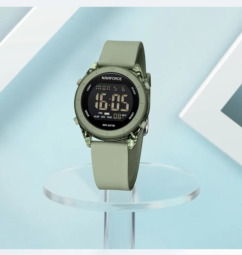 네비포스 여성용 라운드 디지털 스포츠 시계 NF7108