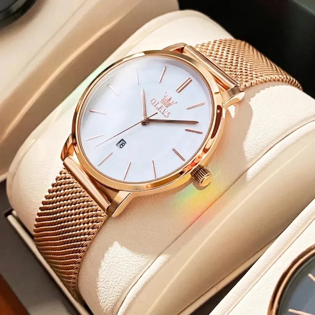 שעון נשים רוזגולד עם רצועת רשת