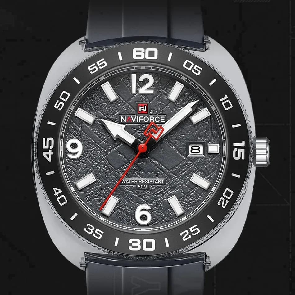 네비포스 남성용 야광 실리콘 쿼츠 시계