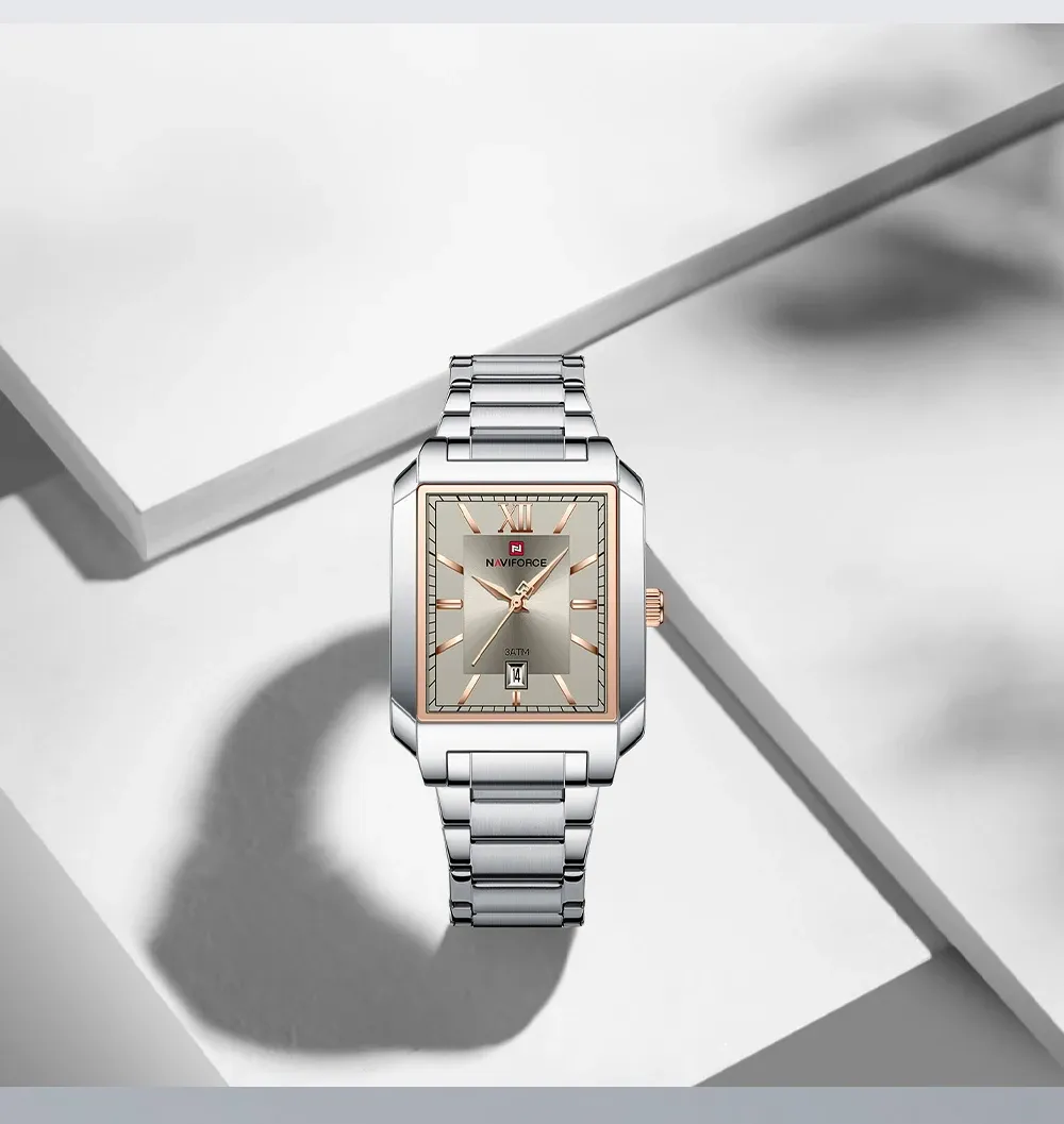 네비포스 직사각 로만 여성 쿼츠 메탈 시계