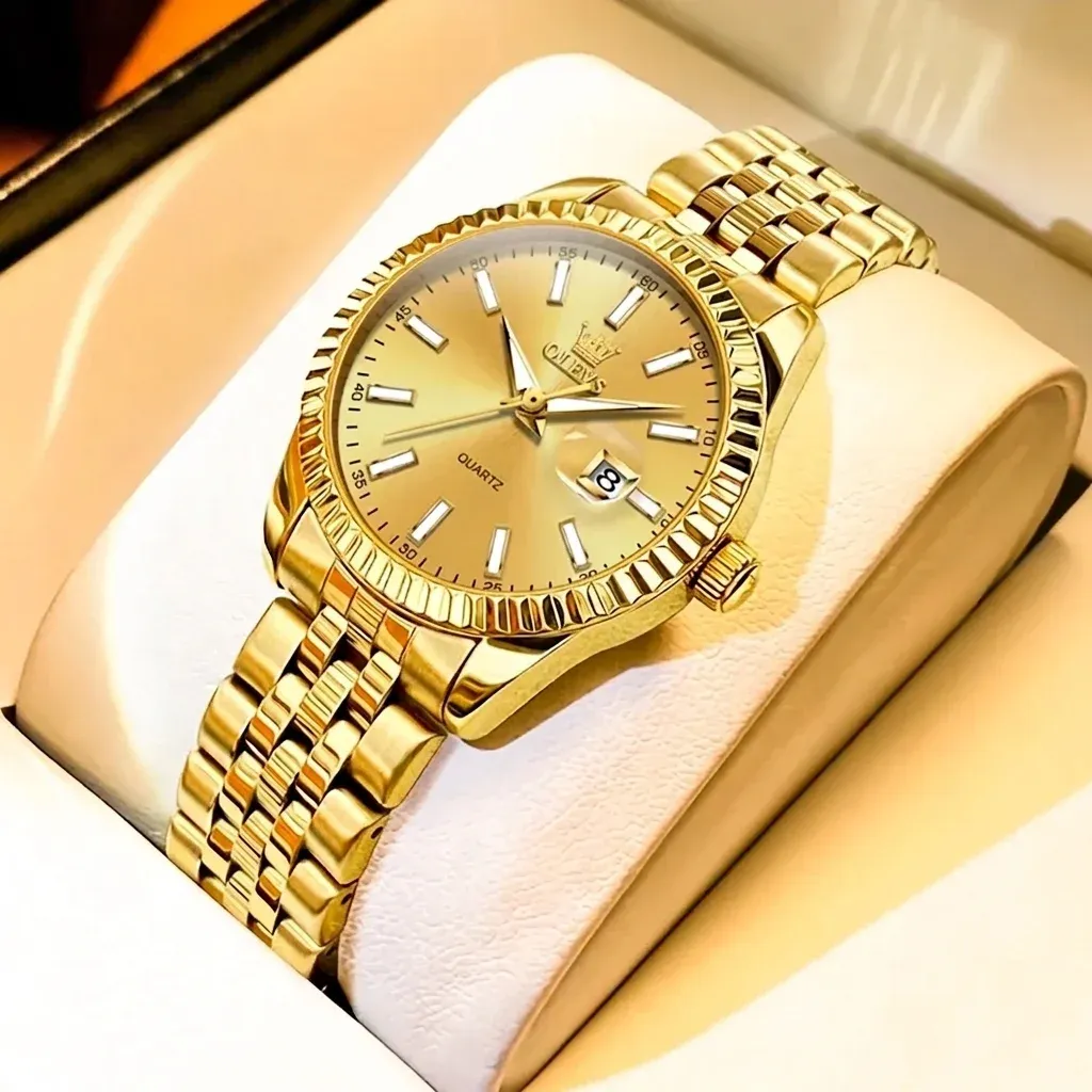 שעון נשים זהב OLEVS עם לוח רומי