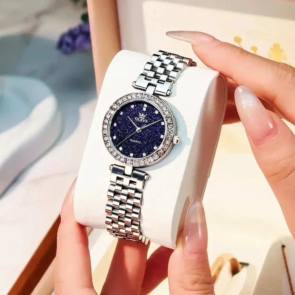 שעון נשים OLEVS כחול כסוף נקי