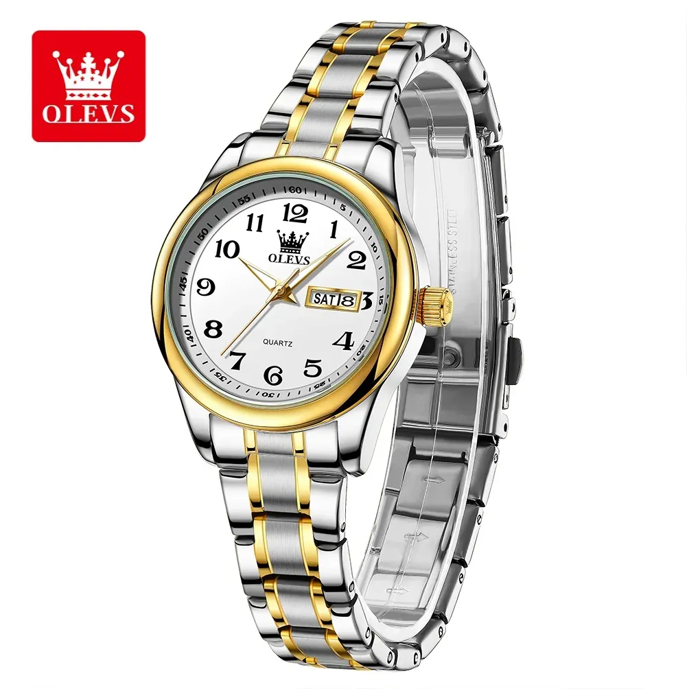 OLEVS 여성용 스테인리스 쿼츠 데일리 워치 5567