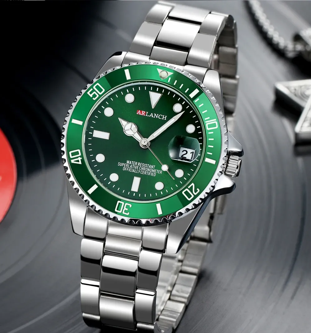 한나 마틴 남성용 스틸 쿼츠 발광 캘린더 시계