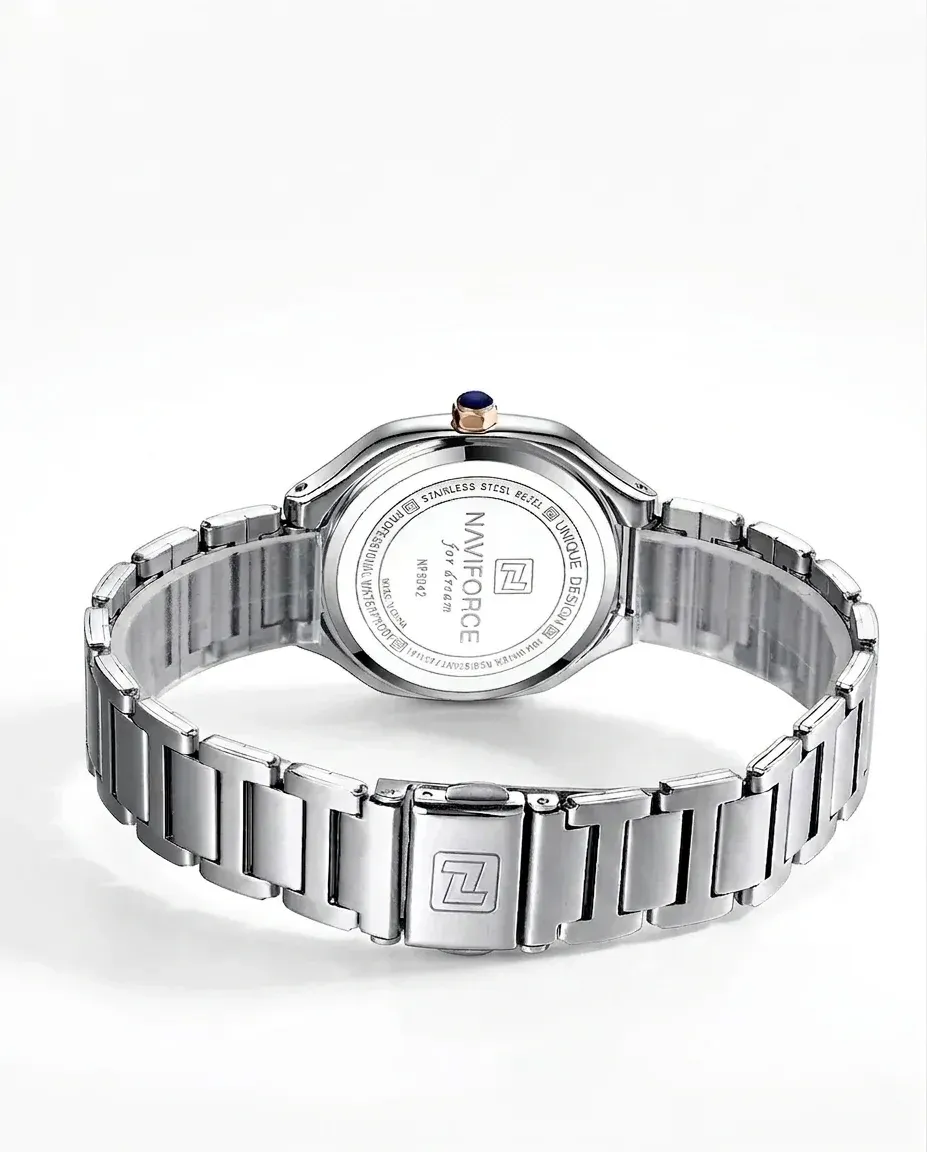 실버 네비포스 여성 메탈 드레스 워치