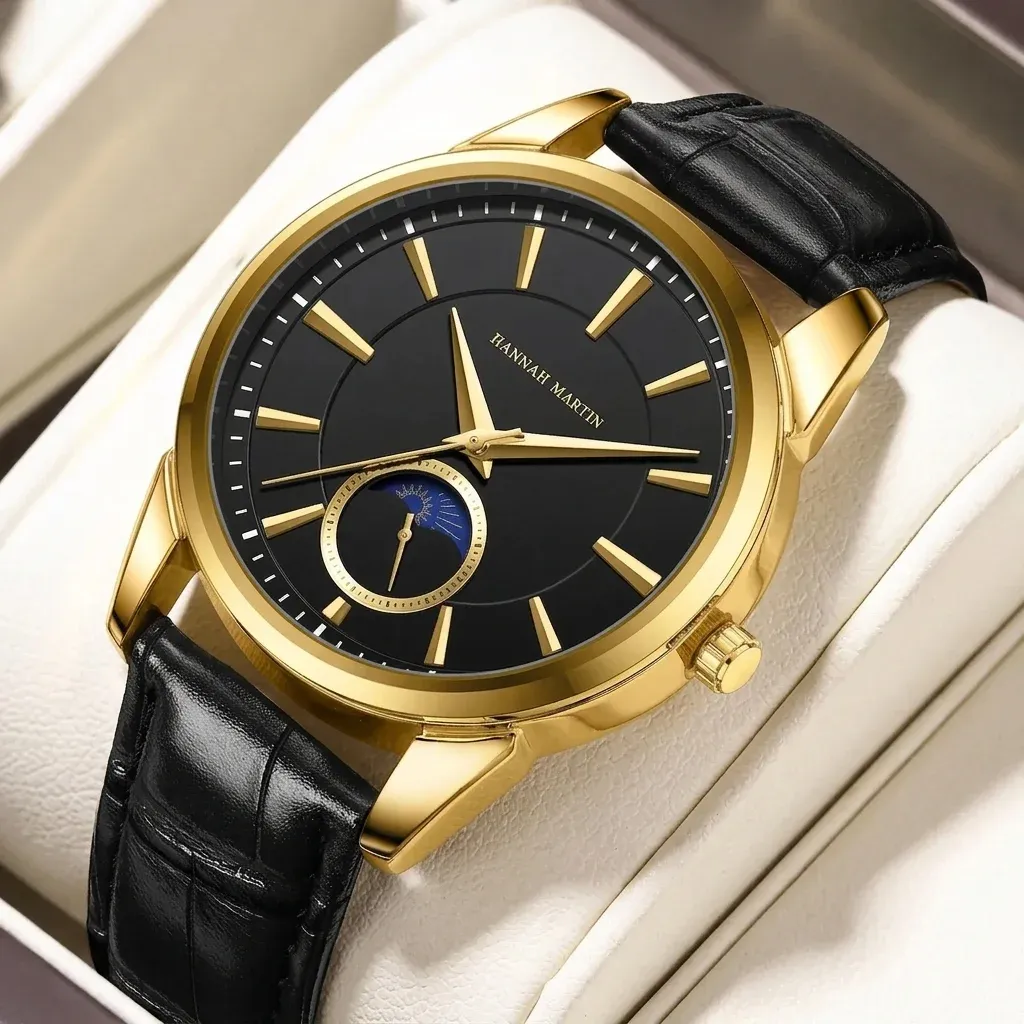 한나 마틴 골드 블랙 남성 시계