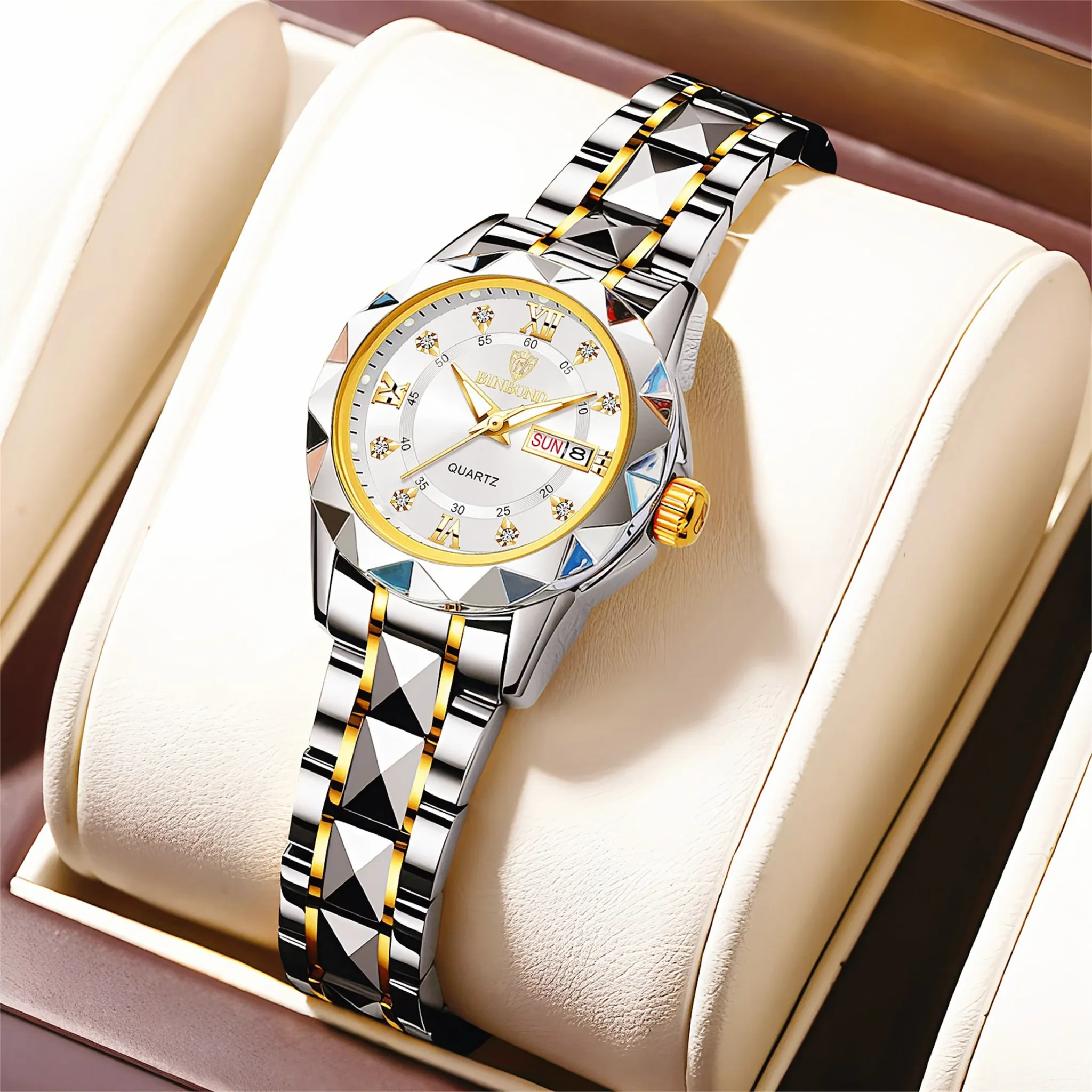 한나 마틴 블랙 라운드 비즈니스 여성 쿼츠 시계