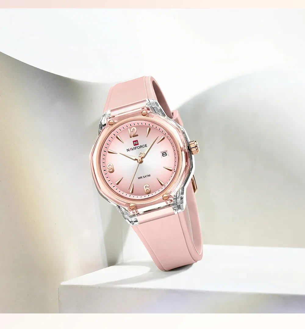 네비포스 여성용 50m 방수 캘린더 야광 쿼츠 시계