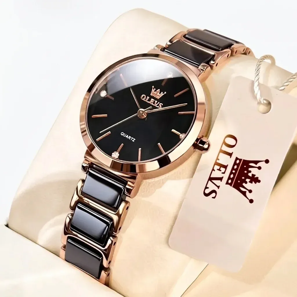 שעון נשים OLEVS רוז גולד קרמי