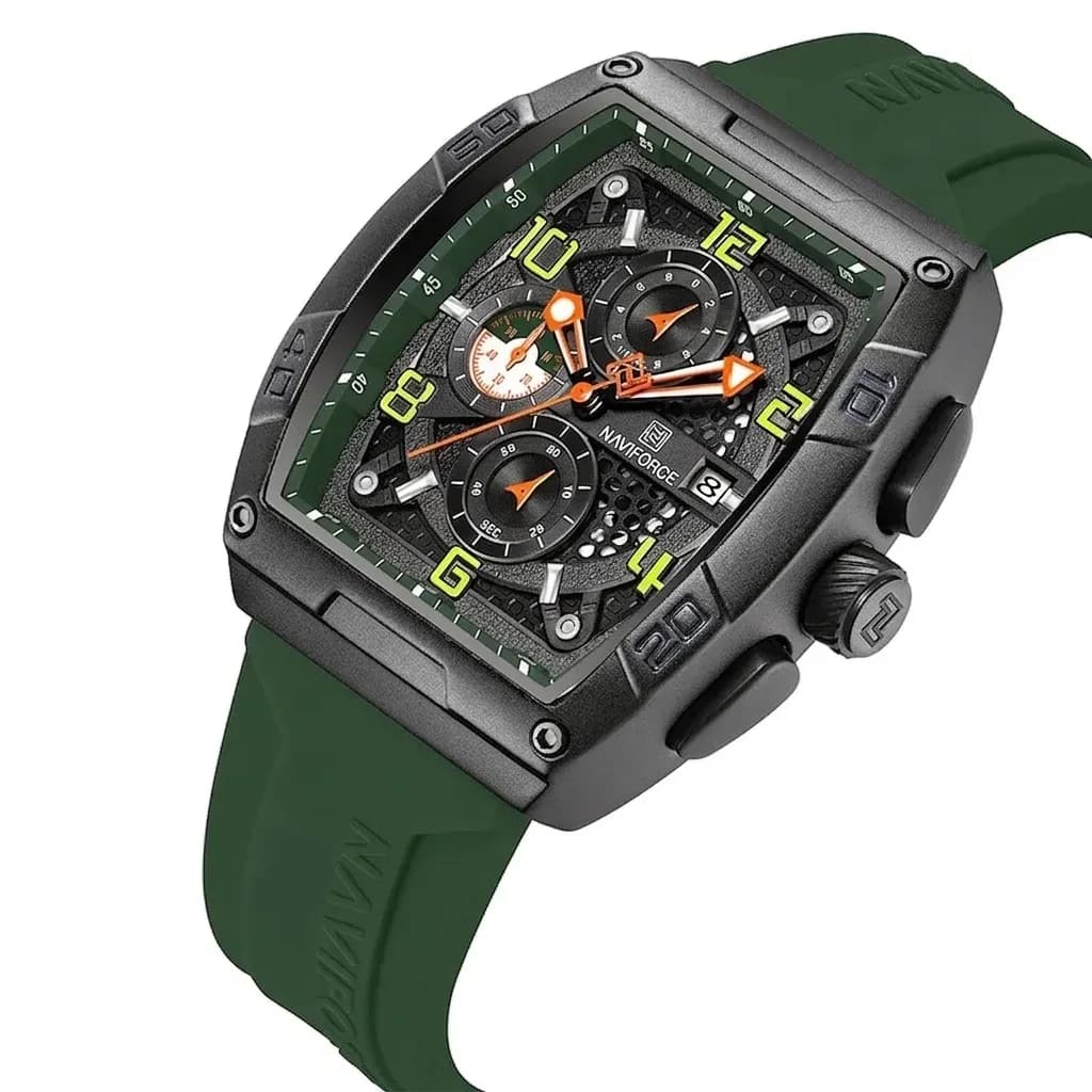 올리브 스트랩 사각 스포츠 남성 시계