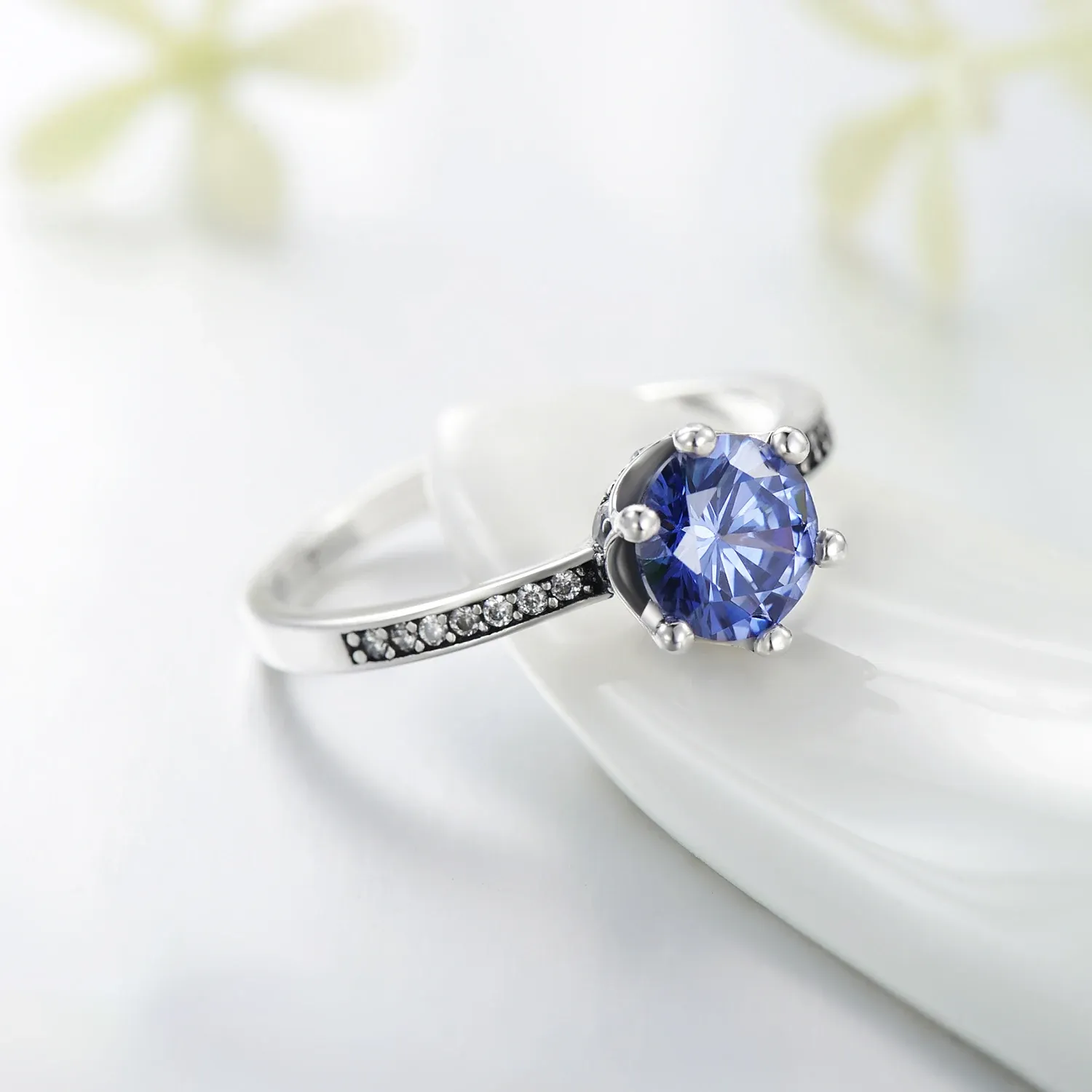 모디안 925 스털링 실버 크라운 지르콘 웨딩 반지