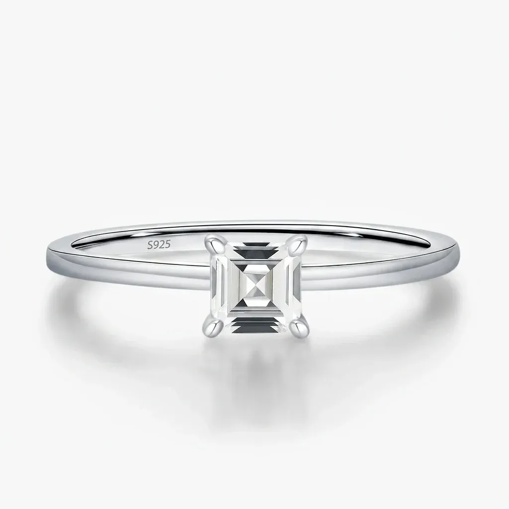 טבעת כסף 925 עם אבן מרובעת