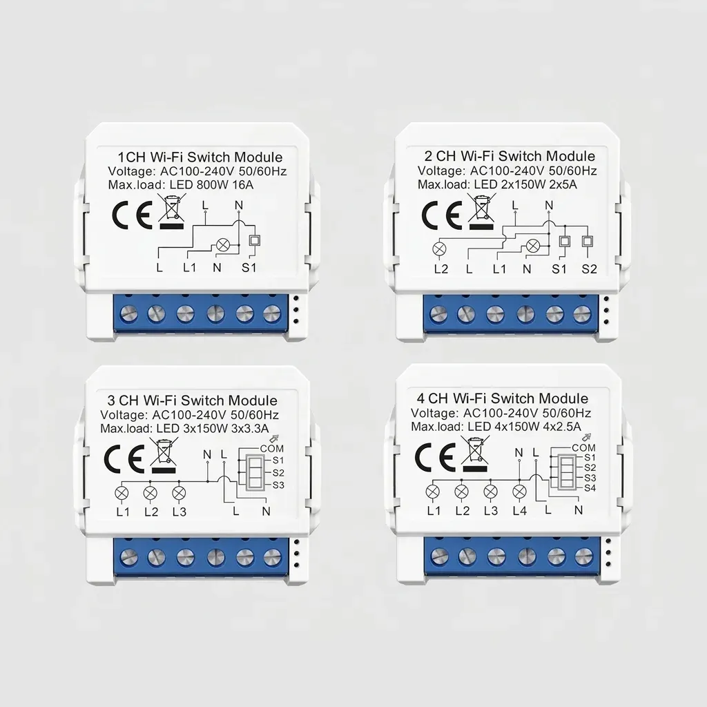 화이트 블루 스마트 조명 스위치 모듈