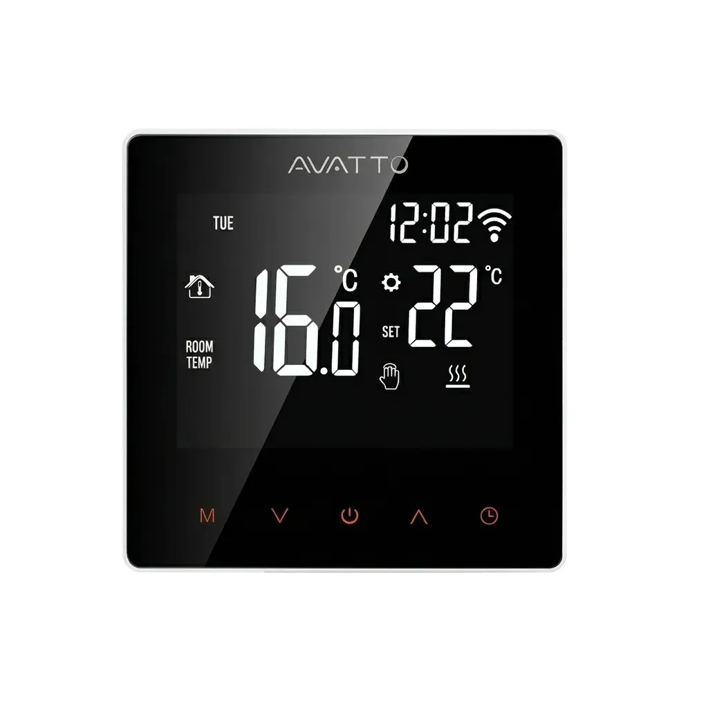 תרמוסטט חכם AVATTO שחור מזכוכית