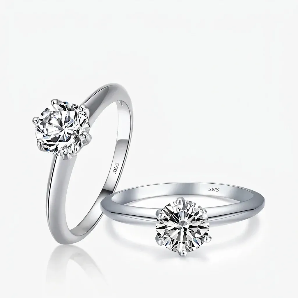 반짝이는 925 실버 지르콘 반지