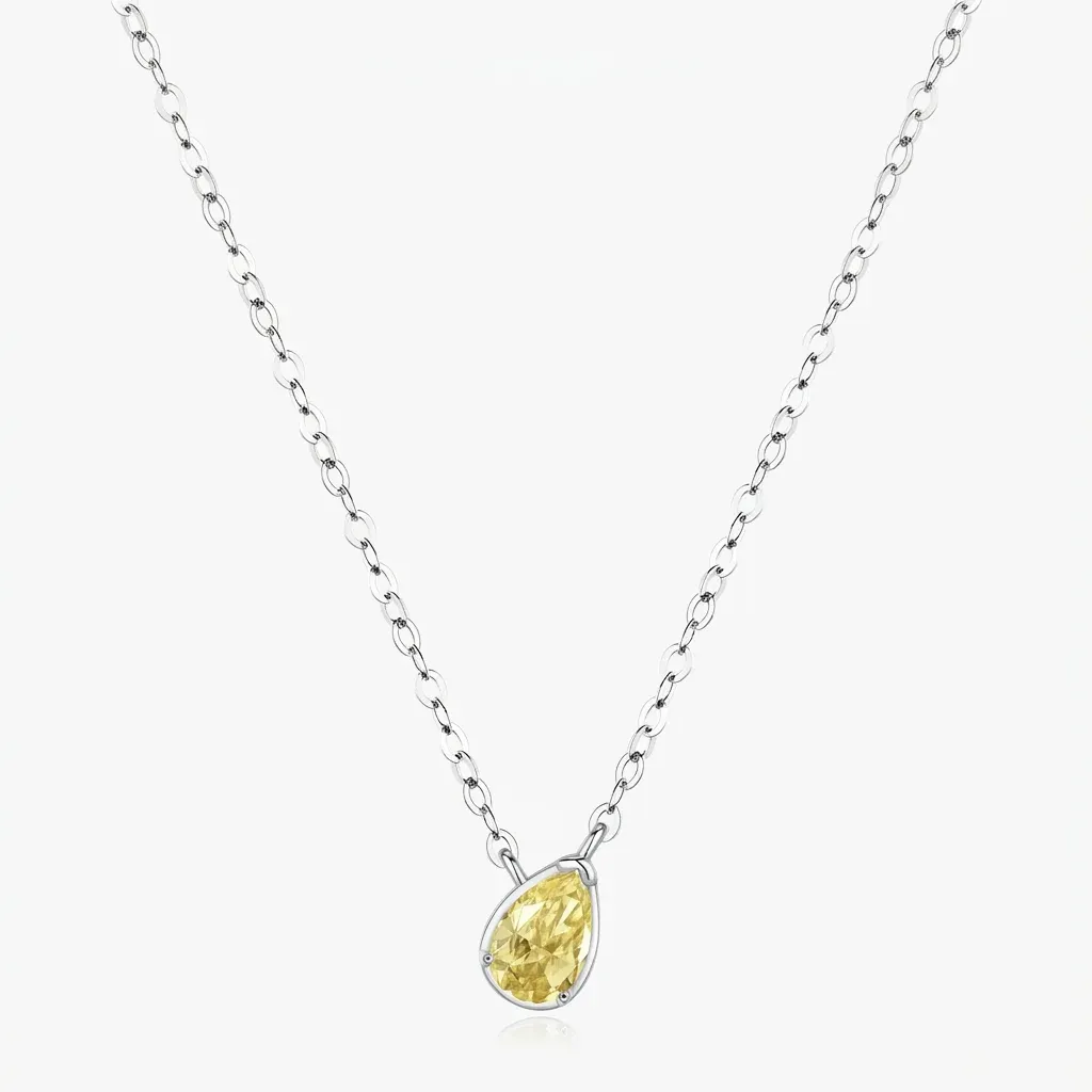 שרשרת כסף עם תליון טיפה צהוב